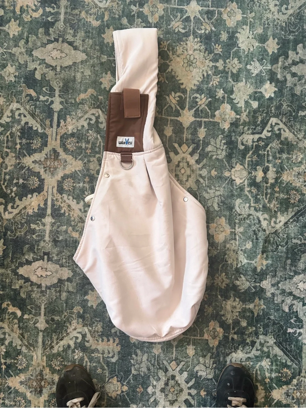 Cream & Brown Crossbody Pet Sling Carrier - Hands-Free Travel Bag